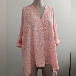 Worthington long sleeve Polka dot pastel blouse size XXL
